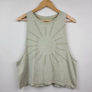 Offline Aerie Graphic Sun Cropped Muscle Tank Size M Green Mineral Wash Relaxed